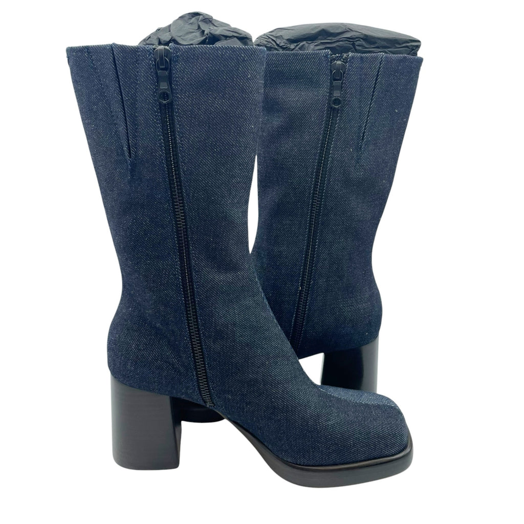 Rag & Bone Womens Matrix Denim Platform Boots US 8.5M EU 38.5 Dark Blue