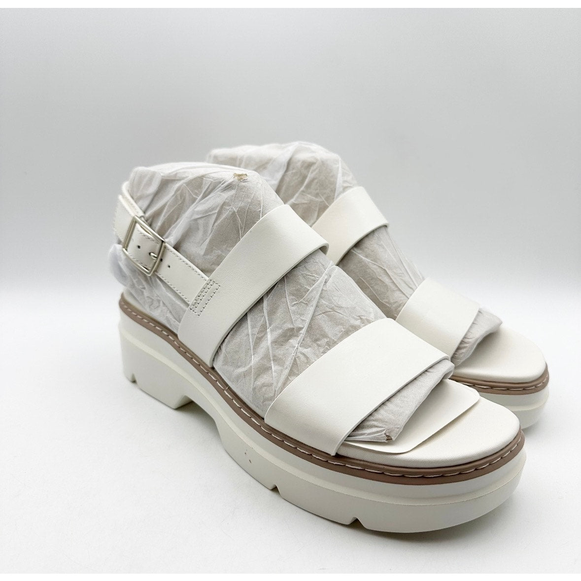 Naturalizer Women's Darry Sling Lug Sole Sandals Size 9.5 M White Leather NIB