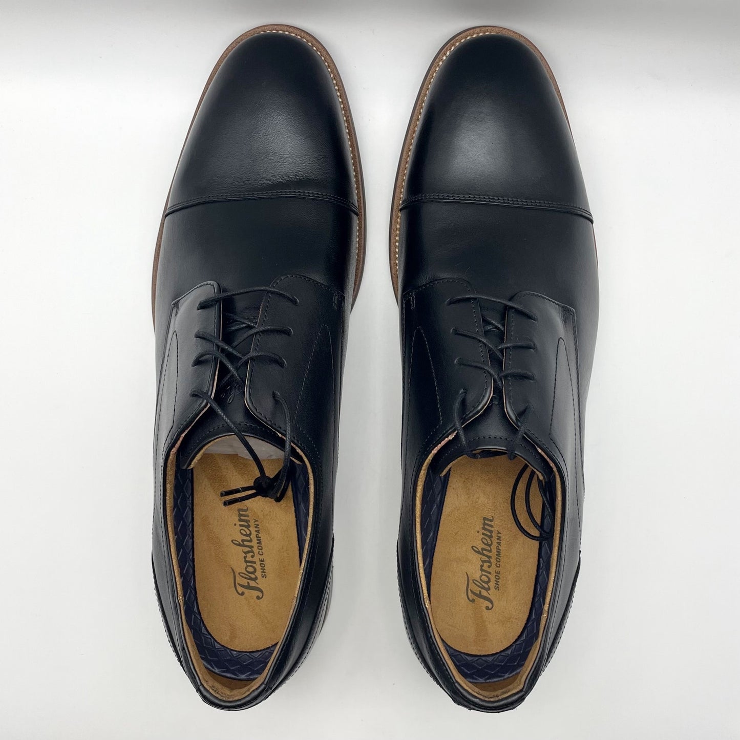 Florsheim Mens Rucci Cap Toe Oxford Dress Shoe US 14 Wide Black Leather NIB