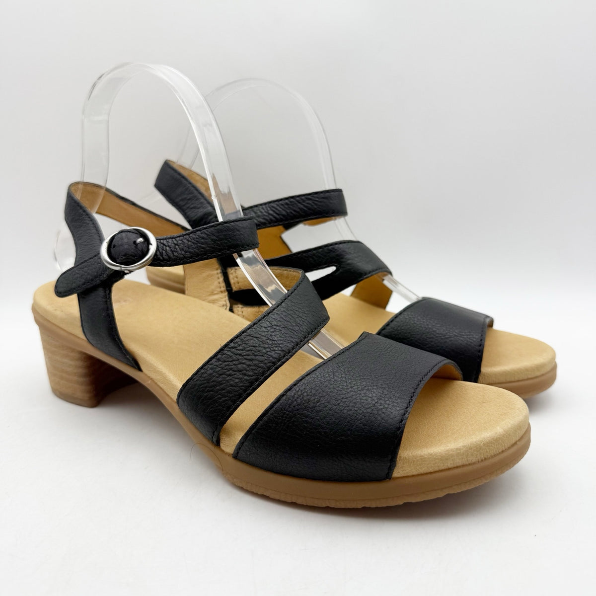 Dansko Womens Tansy Heeled Sandals EU 40 US Size 10-10.5 Black Leather NWOB