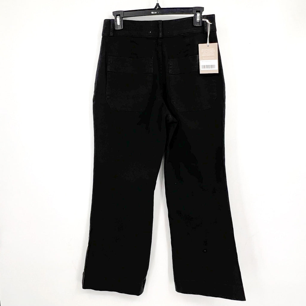 EVERLANE Women's Organic Kick Flare Pants Size 6 Black Stretch Twill NWT