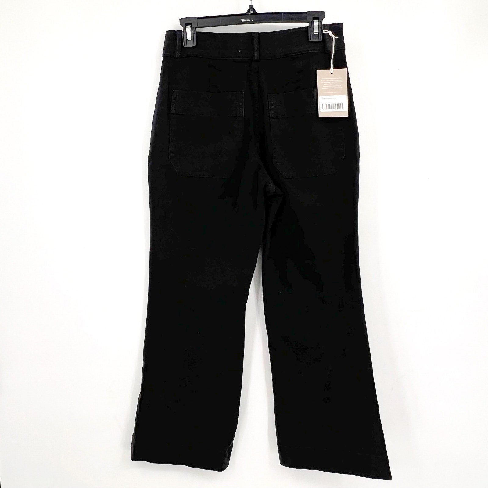 EVERLANE Women's Organic Kick Flare Pants Size 6 Black Stretch Twill NWT