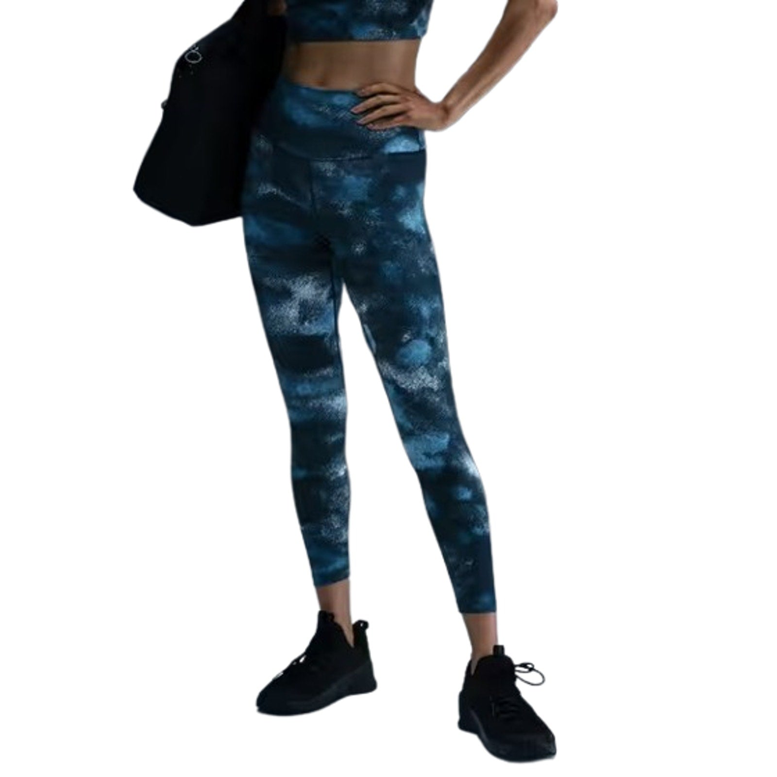 NIKE Women's One High Waist 7/8 Leggings Small Smokey Navy Blue Print NWT