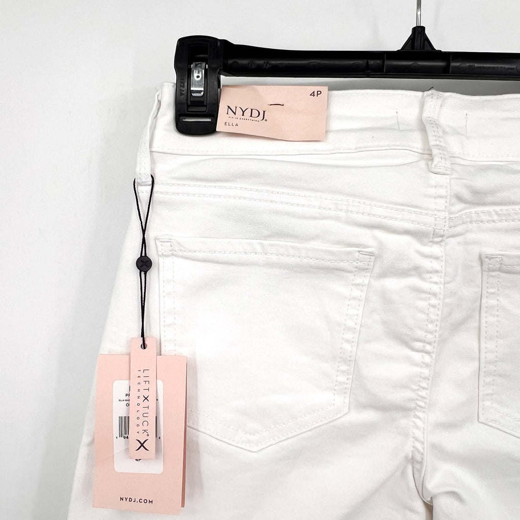 NYDJ Womens Ella Denim Shorts Size 4 PETITE Optic White 8" Inseam NWT