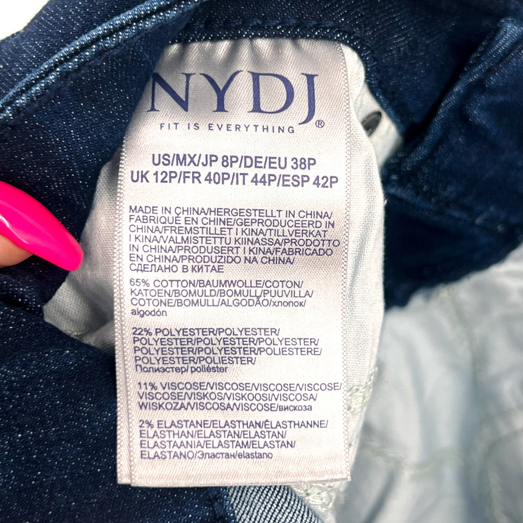 NYDJ Womens Ella Denim Shorts Size 8 PETITE Dark Blue Arise 8" Inseam NWT