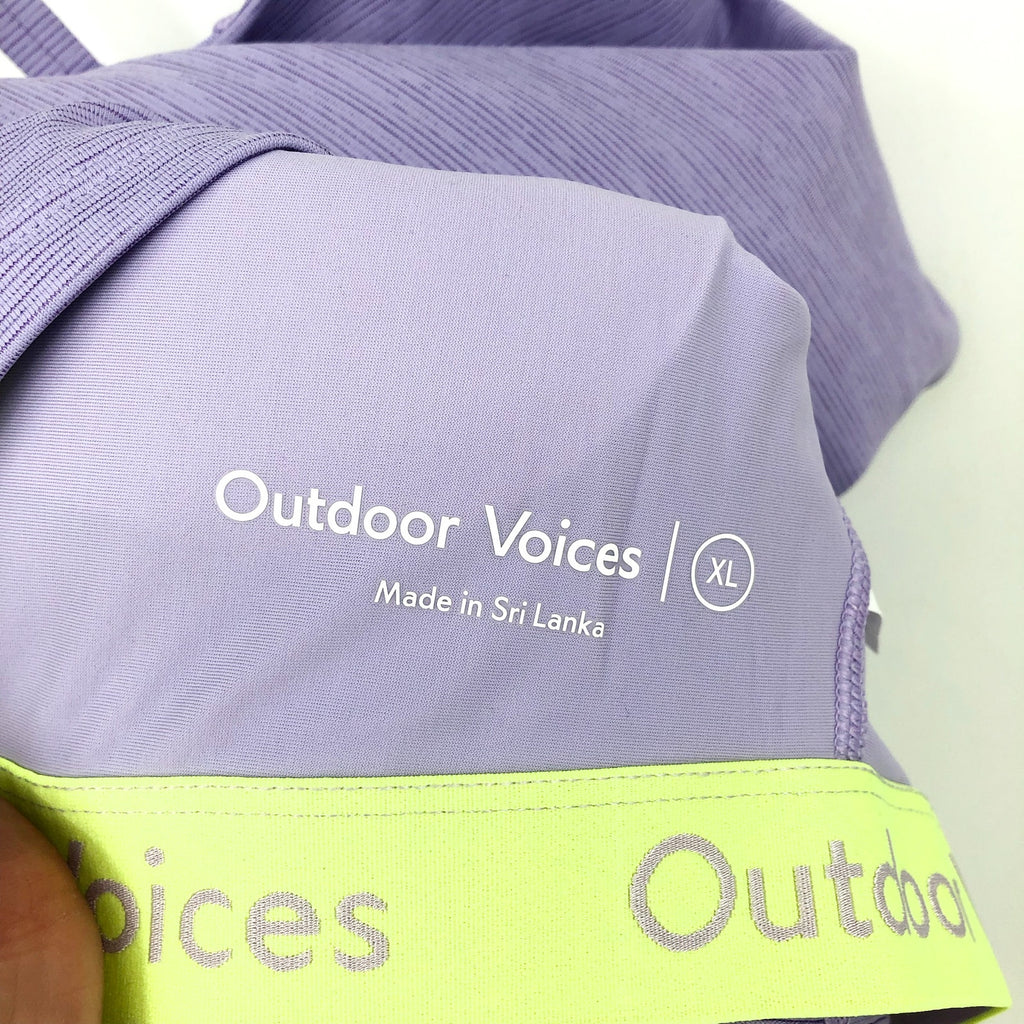 OUTDOOR VOICES Women's TechSweat Tank Top XL Wisteria Purple Criss-Cross NWT