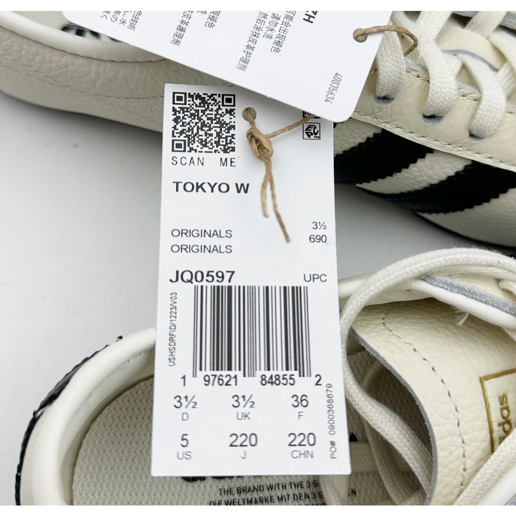 ADIDAS Womens Tokyo Casual Sneakers Size 5 Off White Black NWOB
