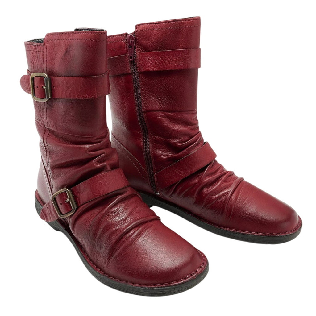 Miz Mooz Womens Pasha Mid Calf Boots EU 38 US 8 Burgundy Red Leather NIB