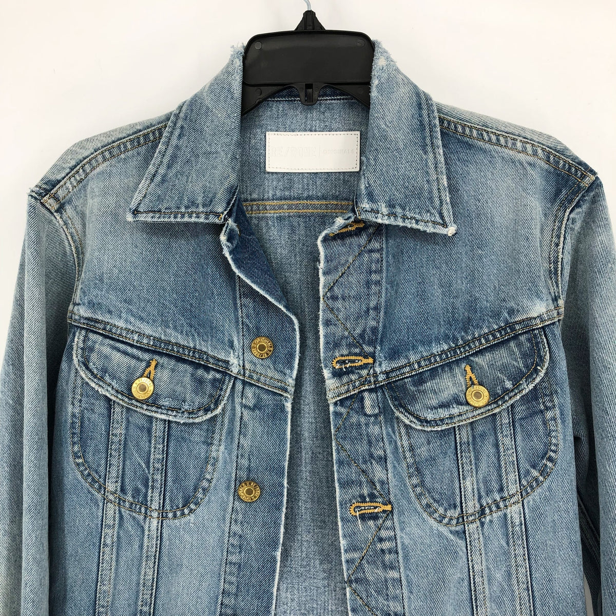RE/DONE Women's 70s Rodeo Denim Jacket Small Blue Light Worn Distress NWOT