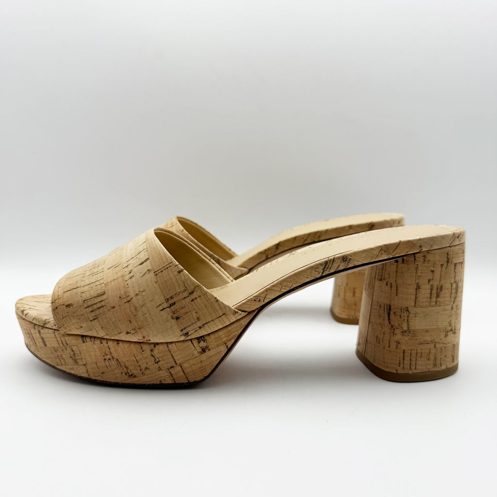 Veronica Beard Womens Dali Cork Heels Size 11 M Tan Leather Cork Platform NIB
