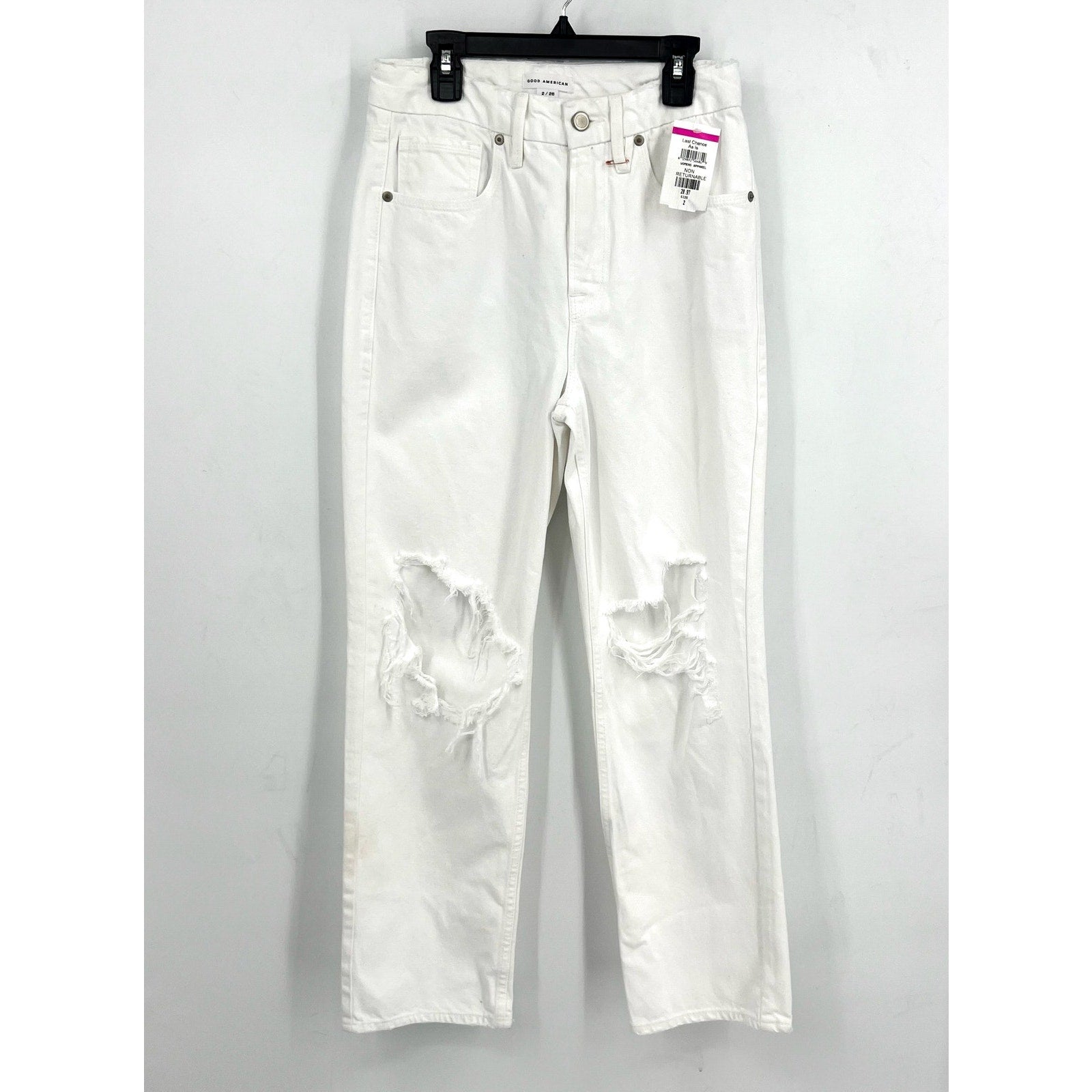 GOOD AMERICAN Good '90s Duster Natural Fray US Size 2 - 26 White Distressed NWOT