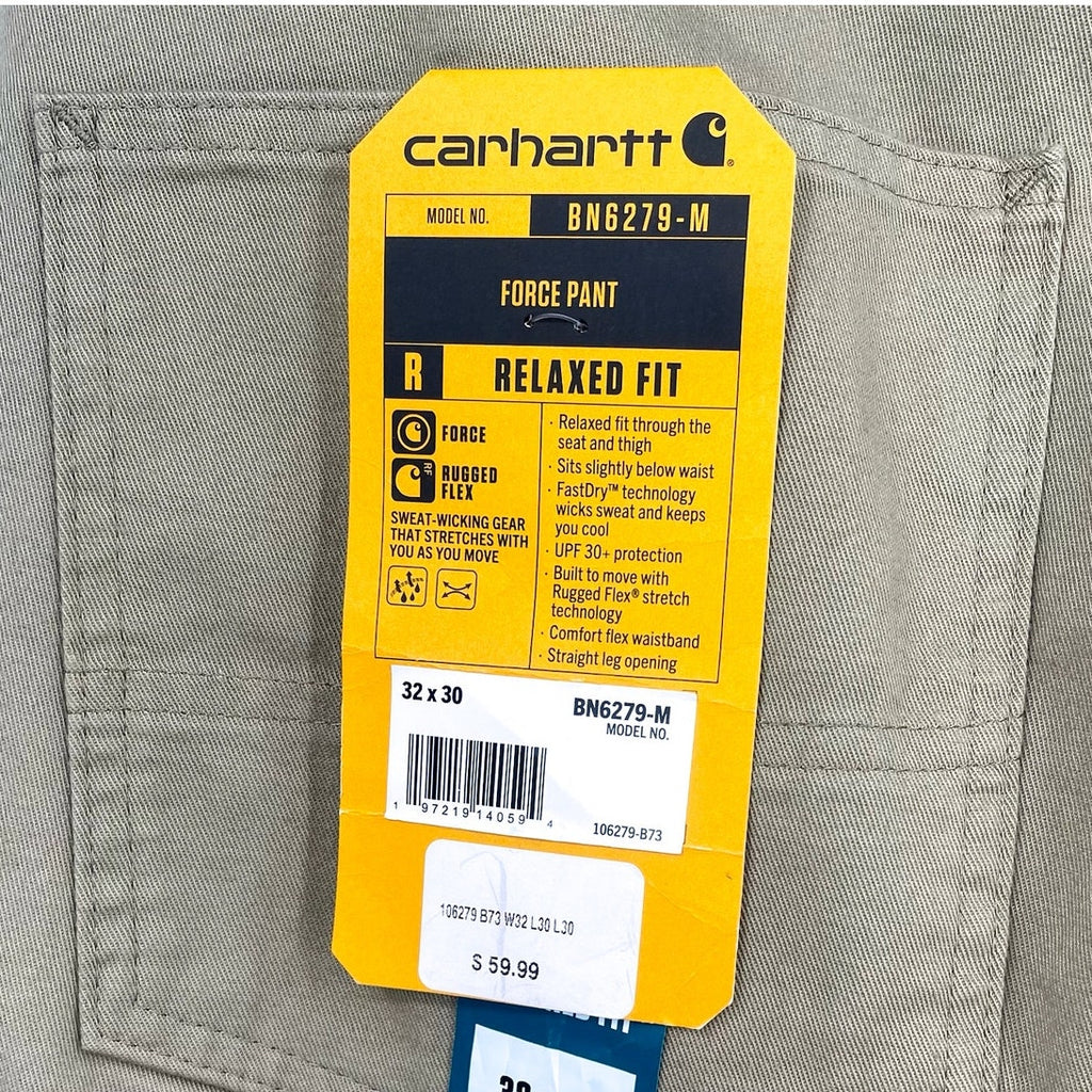 CARHARTT Men's Force Relaxed Fit Utility Pants Size 32x30 Tan Sand Dune NWT