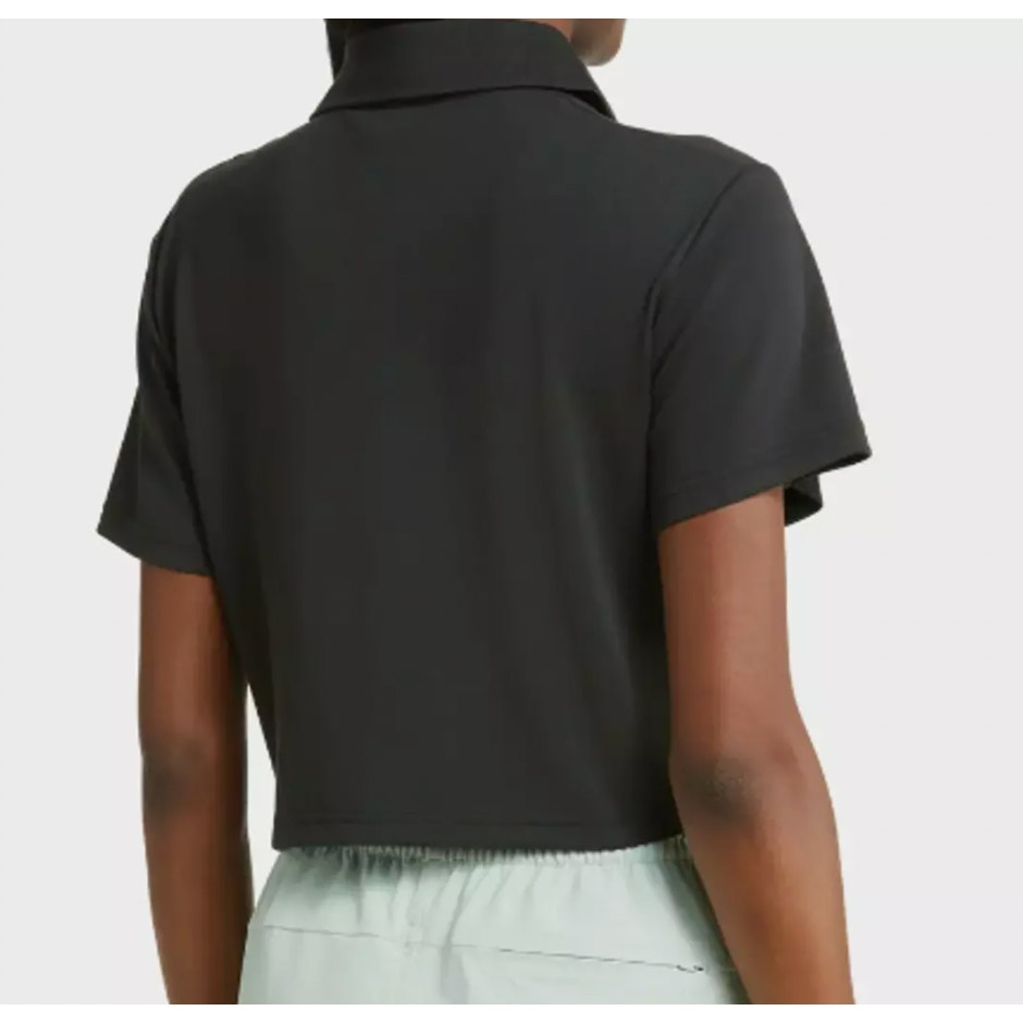 OUTDOOR VOICES Womens Birdie Cropped Polo Shirt Black XXL Short Sleeve