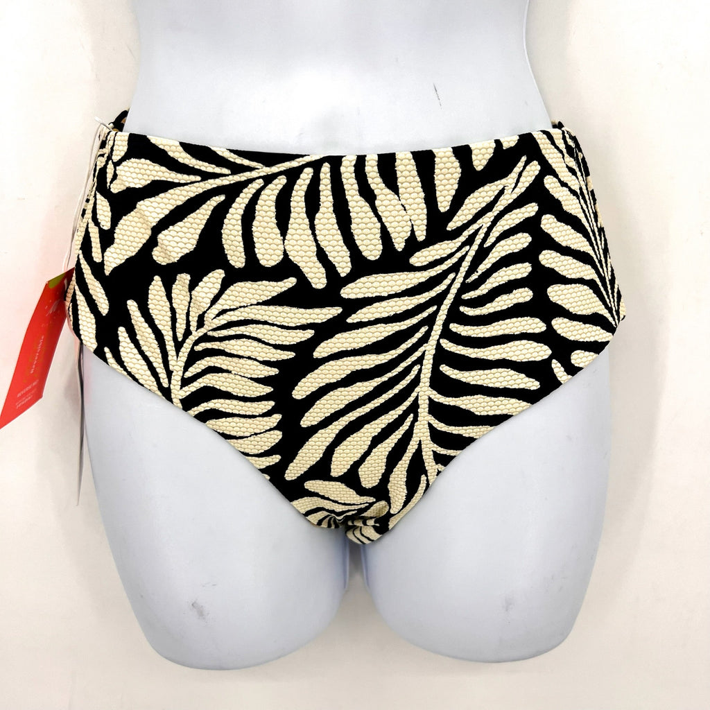 MAAJI Lush Feather Venus Classic Bikini Bottom Small Black/Yellow Reversible NWT