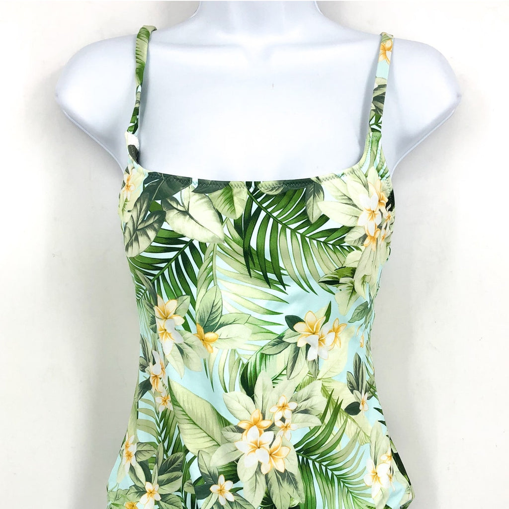 TOMMY BAHAMA Paradise Fronds Reversible One-Piece Swimsuit Size 8 Green WhiteNWT
