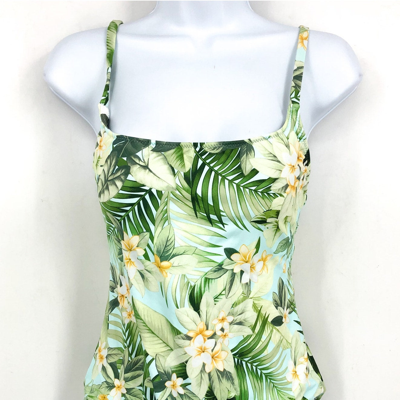 TOMMY BAHAMA Paradise Fronds Reversible One-Piece Swimsuit Size 8 Green WhiteNWT