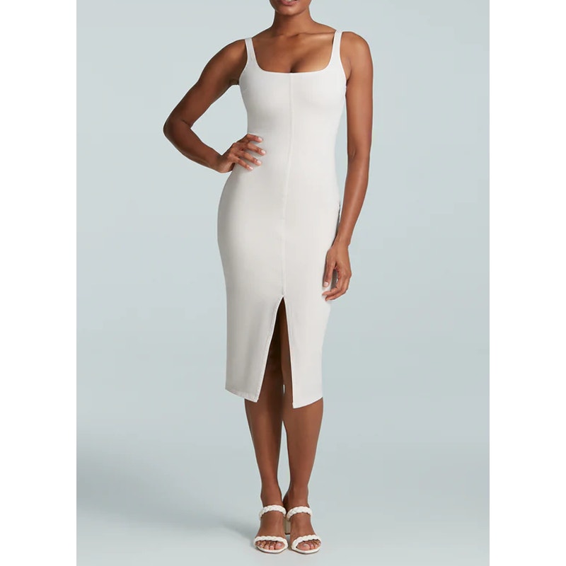 COMMANDO Do It All Denim Midi Tank Dress Large 12-14 Cream Porcelain Stretch NWT