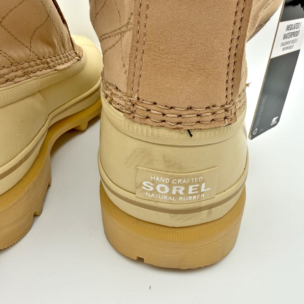 Sorel Womens Caribou Royal Winter Boots US 8.5 Tan Beige Canvas Waterproof NIB