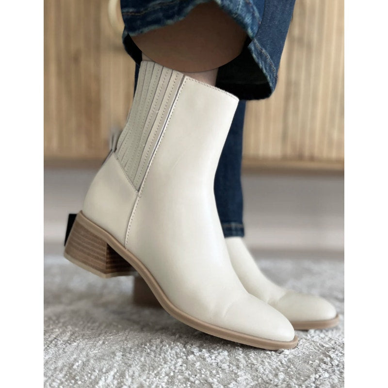 Dolce Vita Womens Linny H2O Ankle Bootie Size 6 M EU 36 Cream Ivory Leather NIB