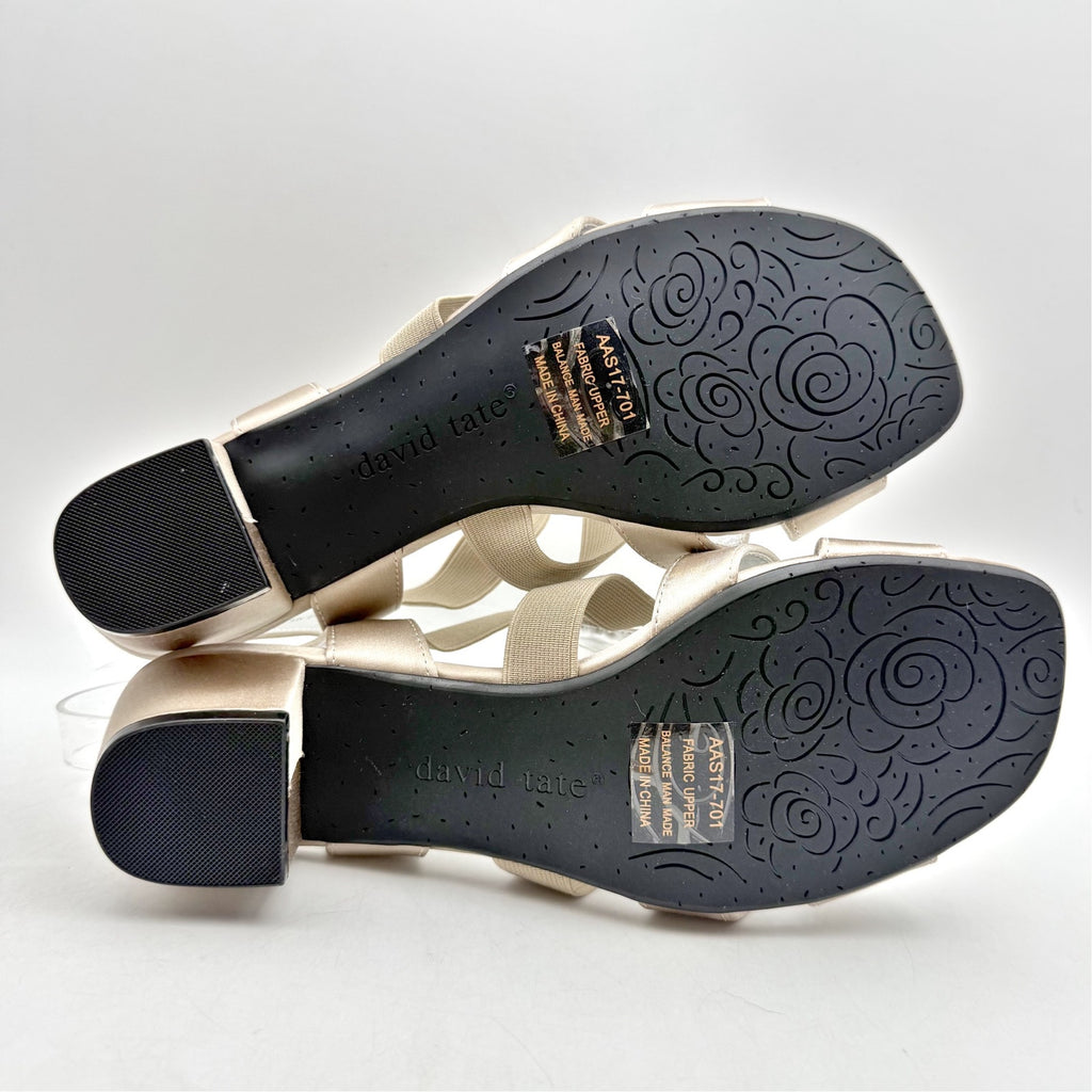 David Tate Womens Event Gladiator Sandals US 8.5 Wide Champagne Satin NWOB