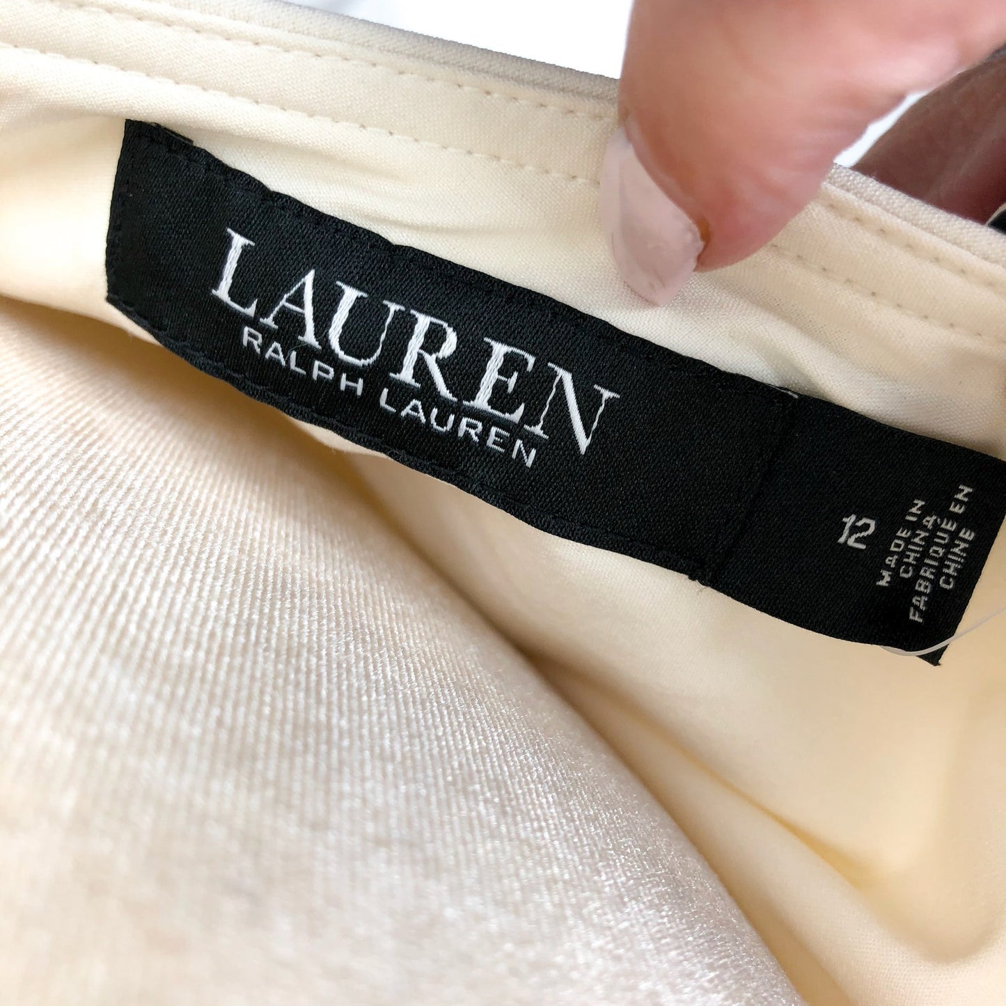 LAUREN RALPH LAUREN Women's One-Shoulder Crepe Cocktail Dress Size 12 Ivory NWT