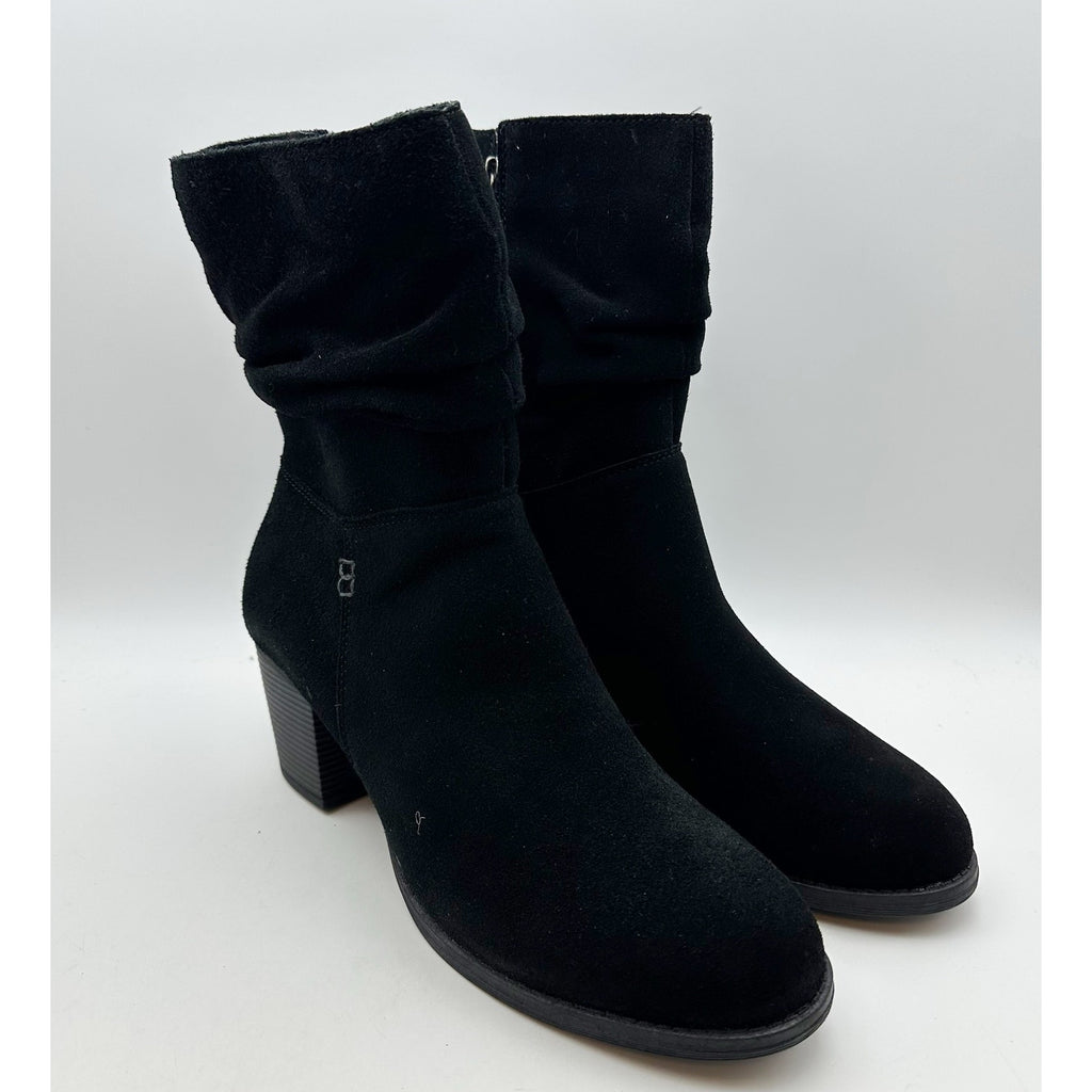 SKECHERS Womens Taxi Compelling Flirt Bootie Size 10 Black Suede Heels Boots NIB