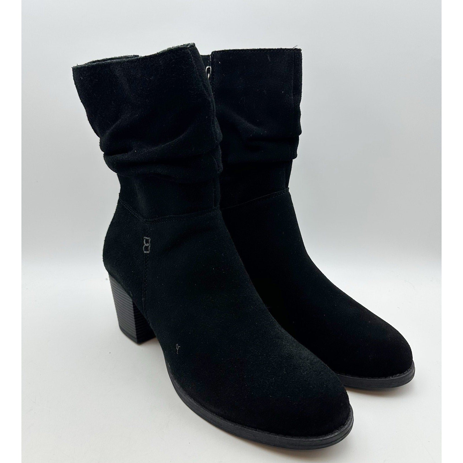 SKECHERS Womens Taxi Compelling Flirt Bootie Size 10 Black Suede Heels Boots NIB