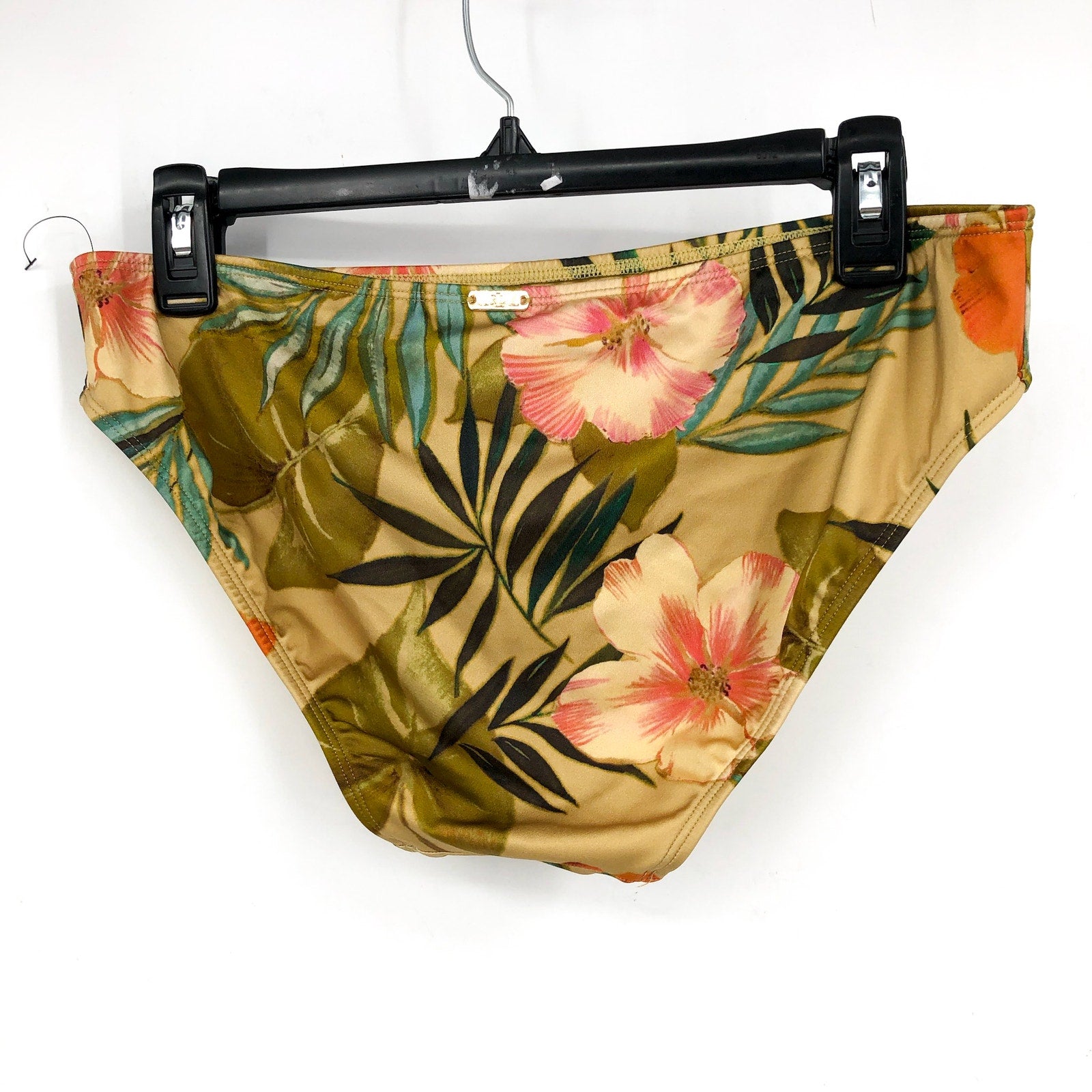 LAUREN RALPH LAUREN Tankini Top & Bottom Set Size 10 Gold Tropical-Print NWOT