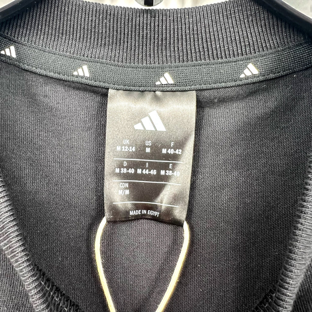 ADIDAS Women's Essentials Linear Cotton Tee Medium Black White Short Sleeve NWT