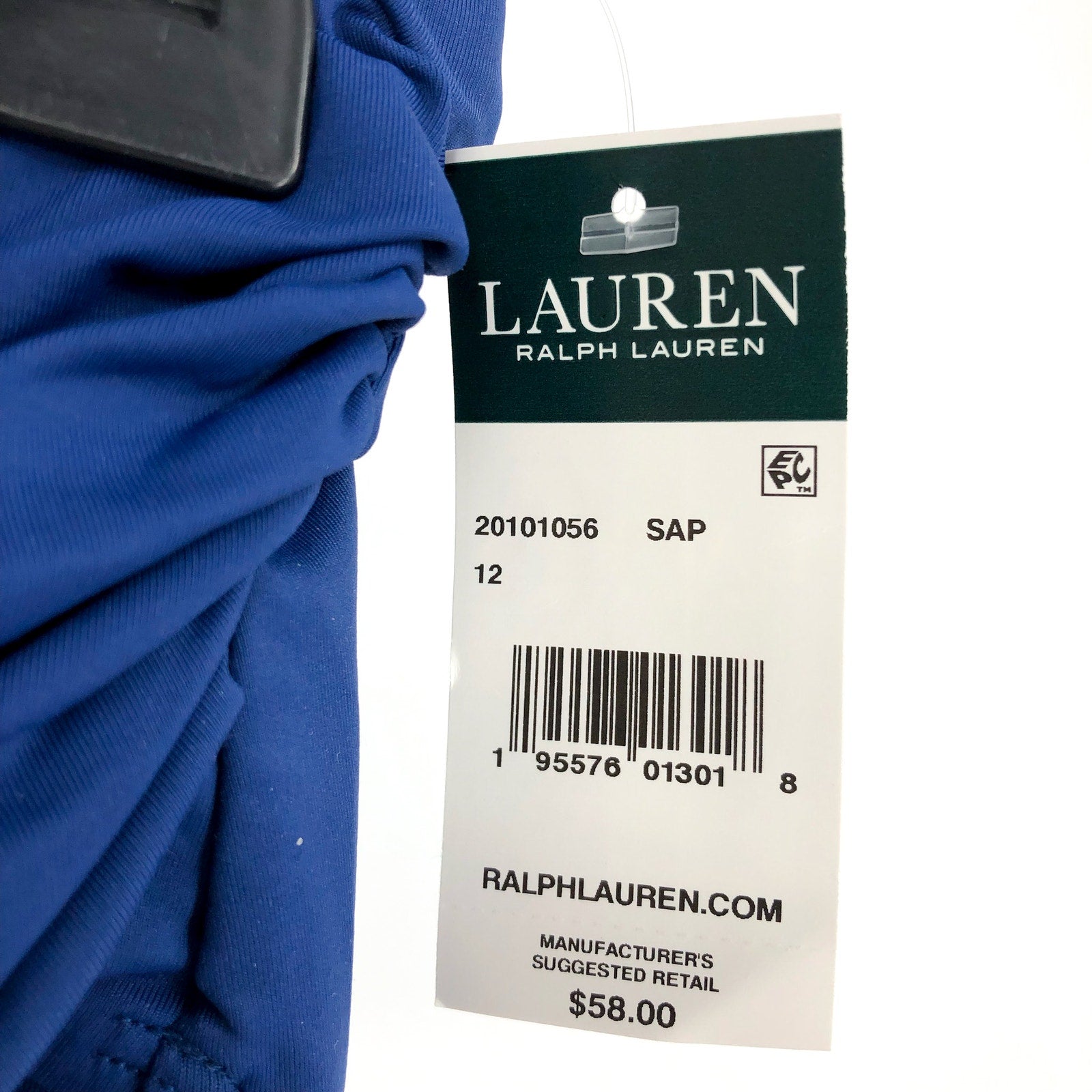 LAUREN RALPH LAUREN High Waist Bikini Bottoms Size 12 Blue Sapphire Navy NWT