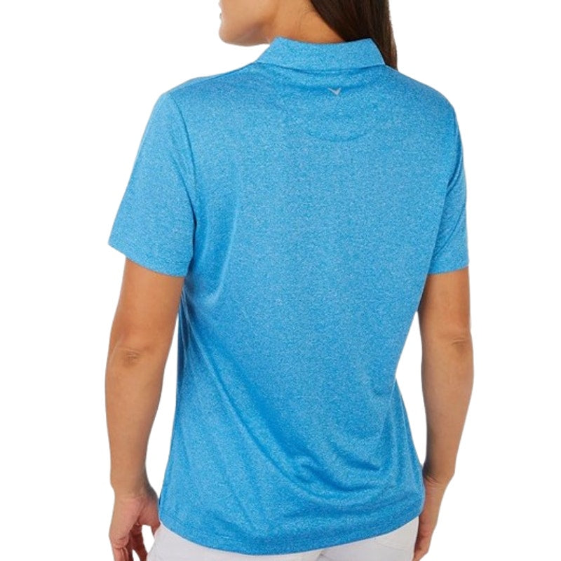 CALLAWAY Womens 1/4 Zip Short Sleeve Golf Polo Shirt Large Blue Sea Heather NWT