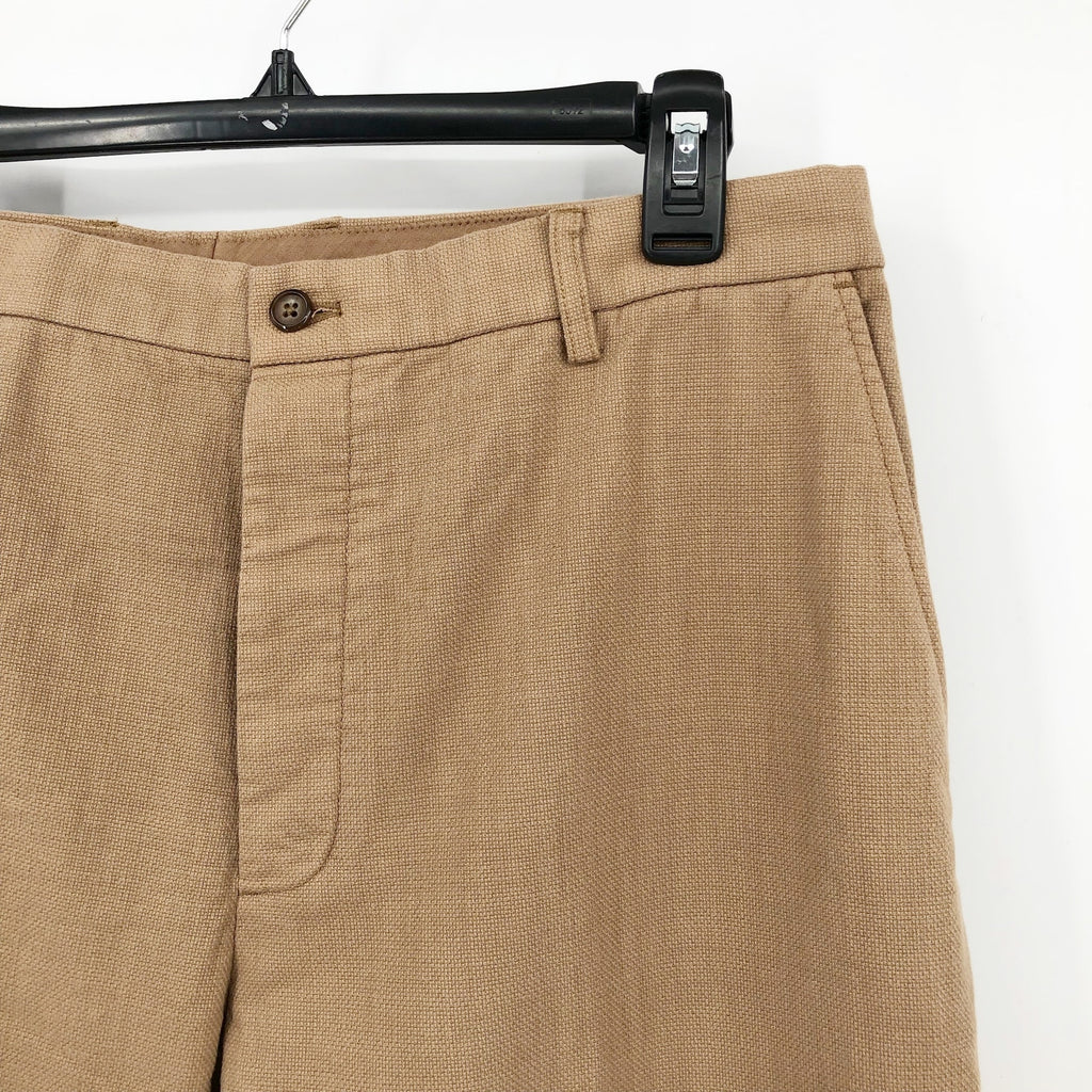 J.CREW Mens Kenmare Suit Pants 34x30 Tan Basketweave Relaxed Fit BM235 NWT