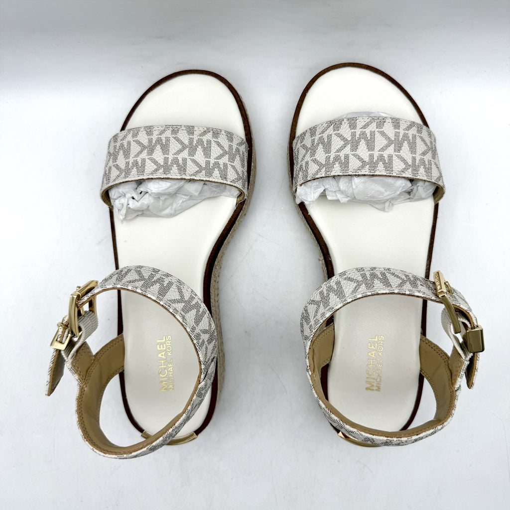 Michael Kors Womens Richie Espadrille Platform Wedge Sandals US 5.5 White NIB