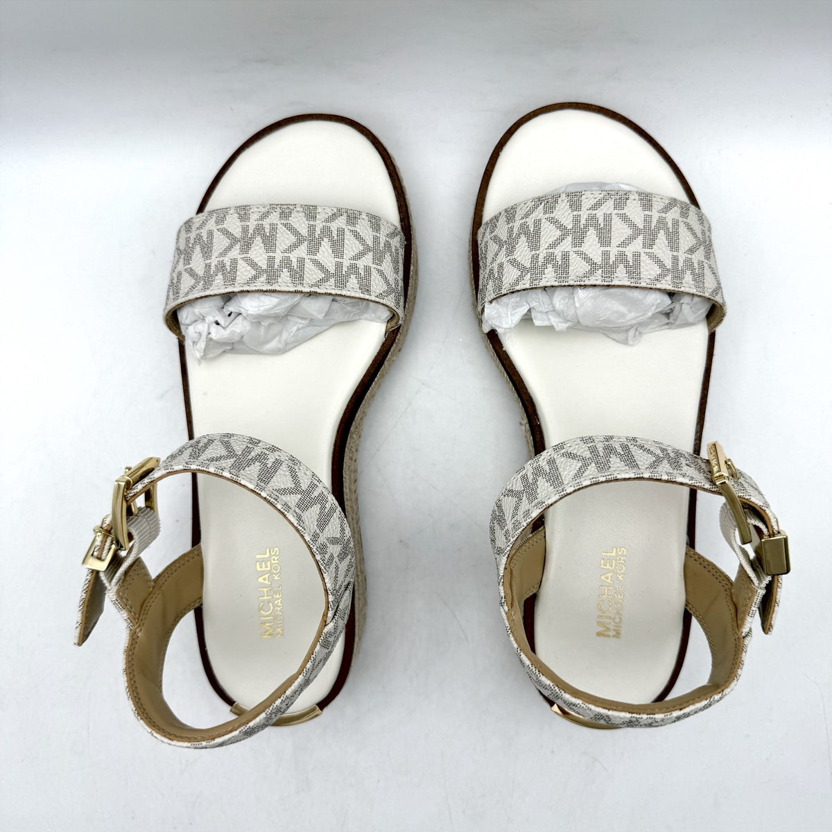 Michael Kors Womens Richie Espadrille Platform Wedge Sandals US 5.5 White NIB
