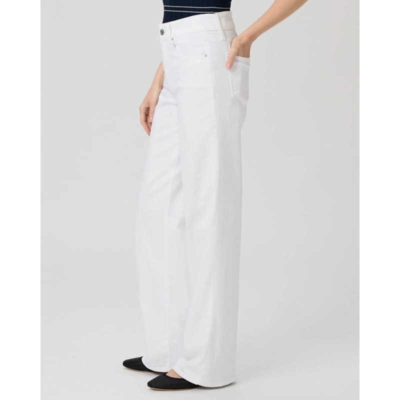 PAIGE Women's Sasha Wide Leg Jeans Size 28 US 6 Crisp White Stretch Denim NWT