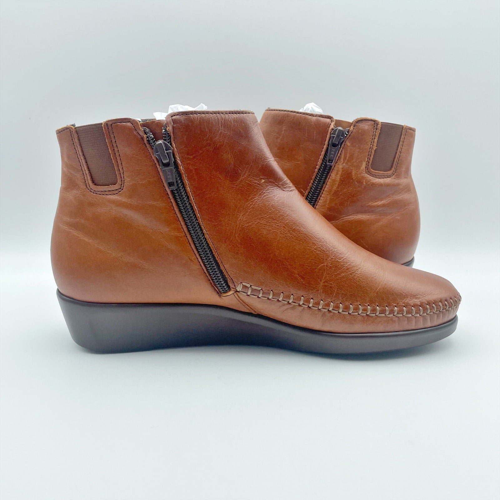 SAS Womens Jade Ankle Booties Size 9 WW EU 39.5 Brown Leather Boots NIB