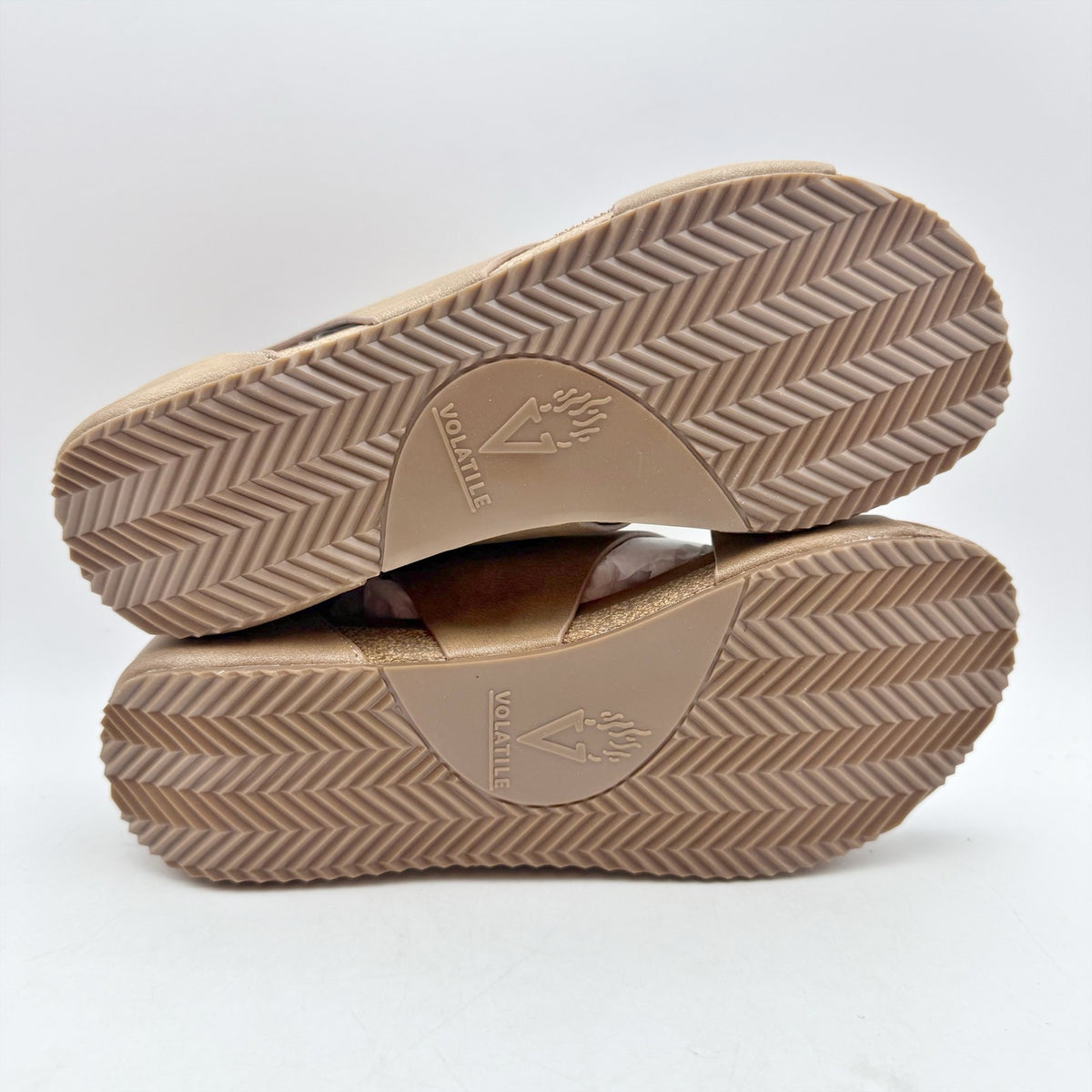 Volatile Womens Barstow Cork Wedge Sandals Size 6 Brown Tan PeeptoeNIB