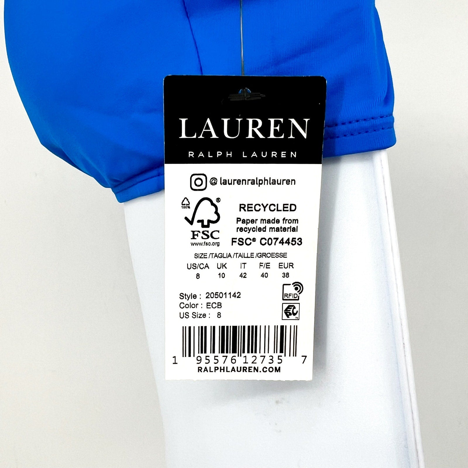 LAUREN RALPH LAUREN Women's Macrame-Ring Bikini Top Size 8 Electric Blue NWT