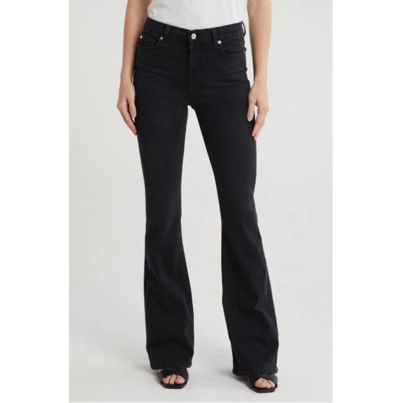 7 FOR ALL MANKIND Ali Classic Flare Jeans Size 27 US 4 Black Nights Stretch NWT
