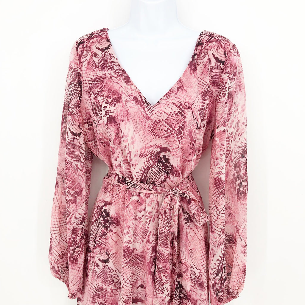 INC INTERNATIONAL CONCEPTS Maxi Dress Size 6 Pink Snake Print Long Sleeve NWT