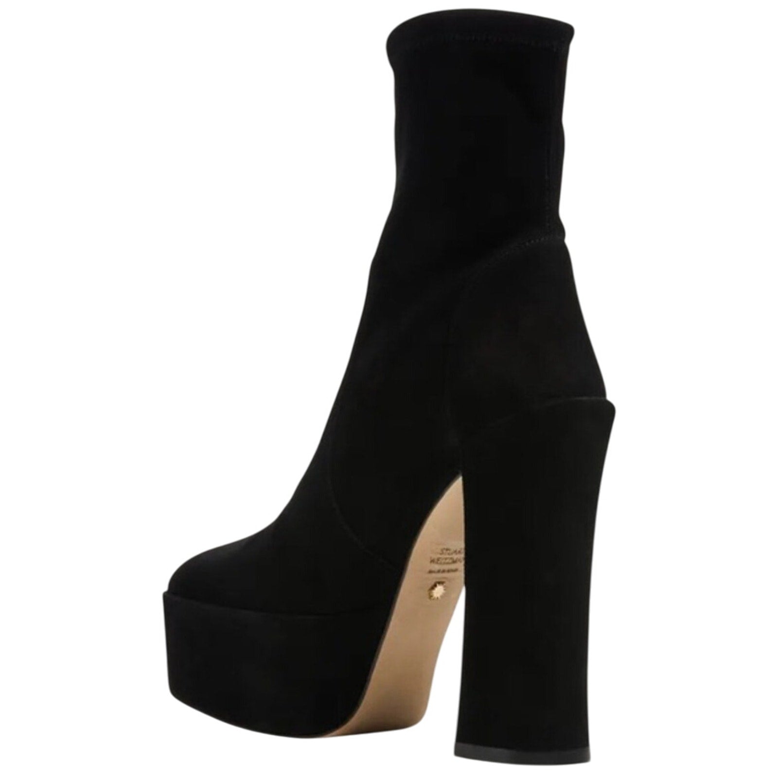 Stuart Weitzman Skyhigh 145 Platform Booties Size 11 Black Stretch Suede NWOB