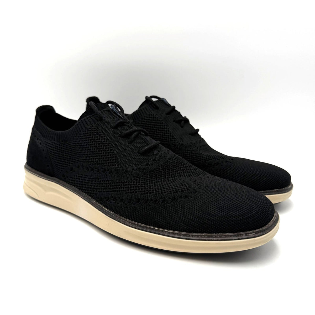 Vince Camuto Mens Hampt Wingtip Oxford Sneakers Size 11.5 Black Knit NIB