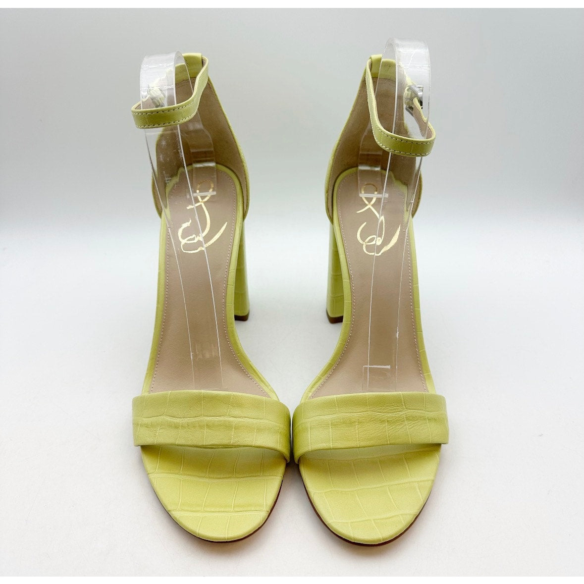 SAM EDELMAN Womens Yaro Dress Sandals Size 9.5M Kiwi Green Leather Heel NWOB