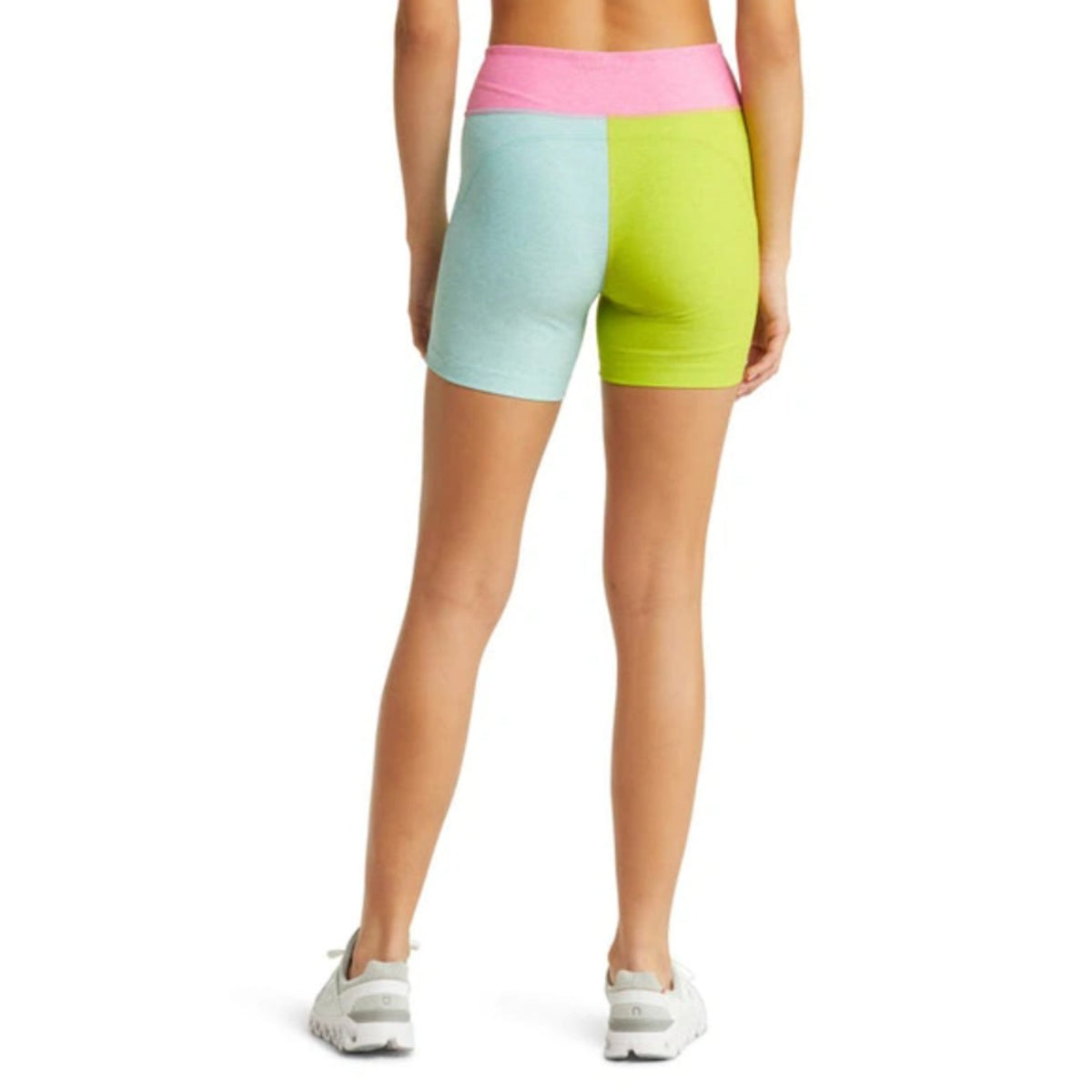 OUTDOOR VOICES Warmup 5" Shorts XS Bubblegum Pink Green Blue Colorblock NWT