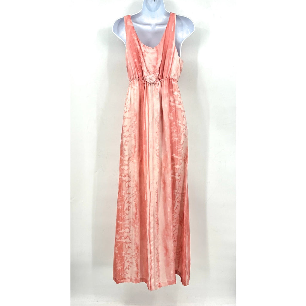 Travis Mathew Women's City To Shore Maxi Dress Small Shell Pink Tie Front NWT