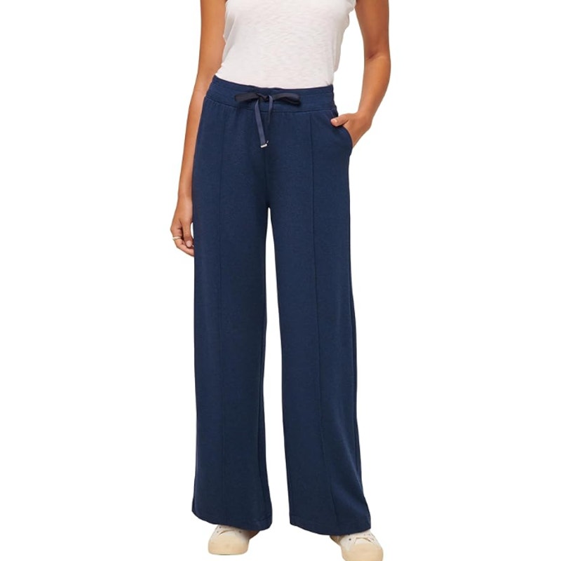 TRAVIS MATHEW Women's Cloud Terry Wide Leg Pants Medium Navy Blazer Lounge NWT