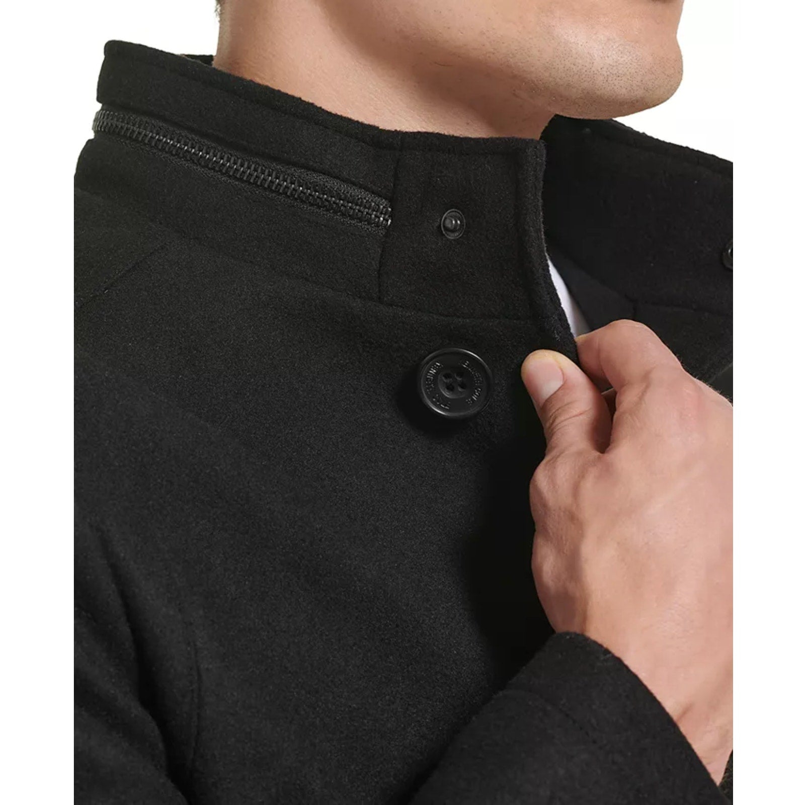 KENNETH COLE Mens Walker Jacket XXL Black Wool Blend Collared Car Coat NWOT
