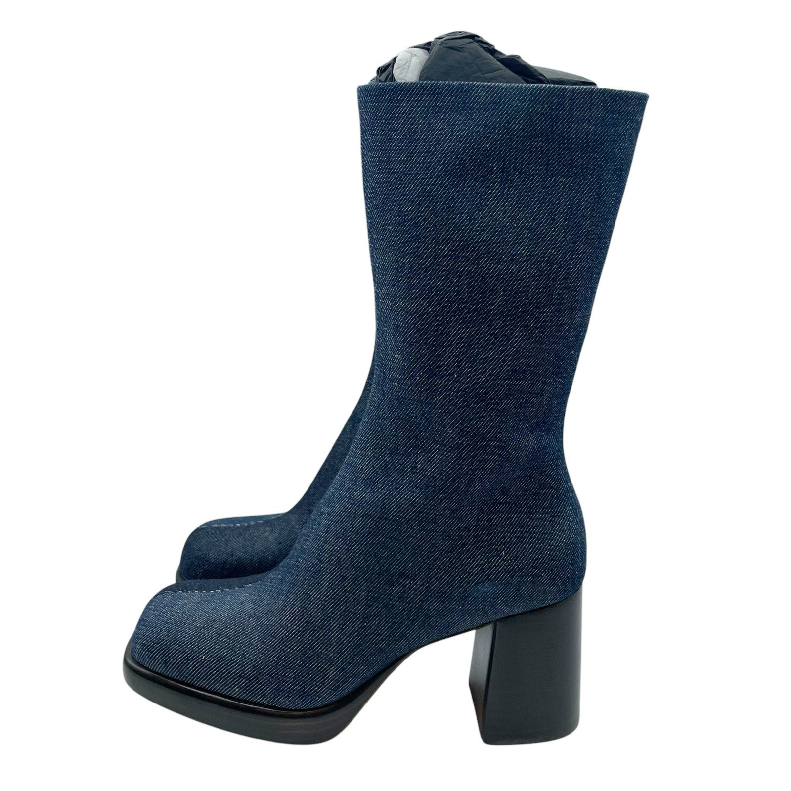 Rag & Bone Womens Matrix Denim Platform Boots US 8.5M EU 38.5 Dark Blue