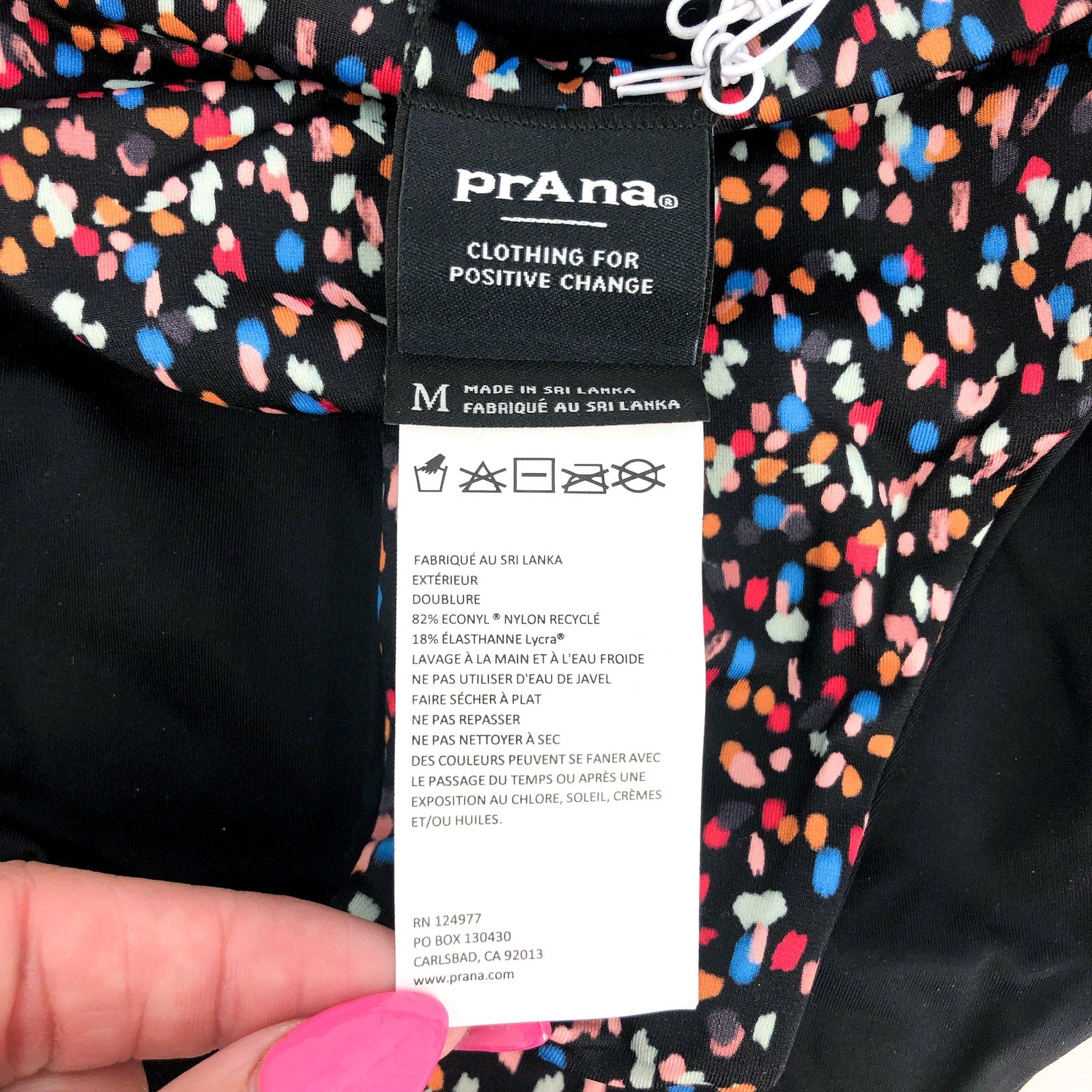 PRANA Womens Elina Reversible Bottom Medium Black Alotta Dot Stretch UPF 50+ NWT