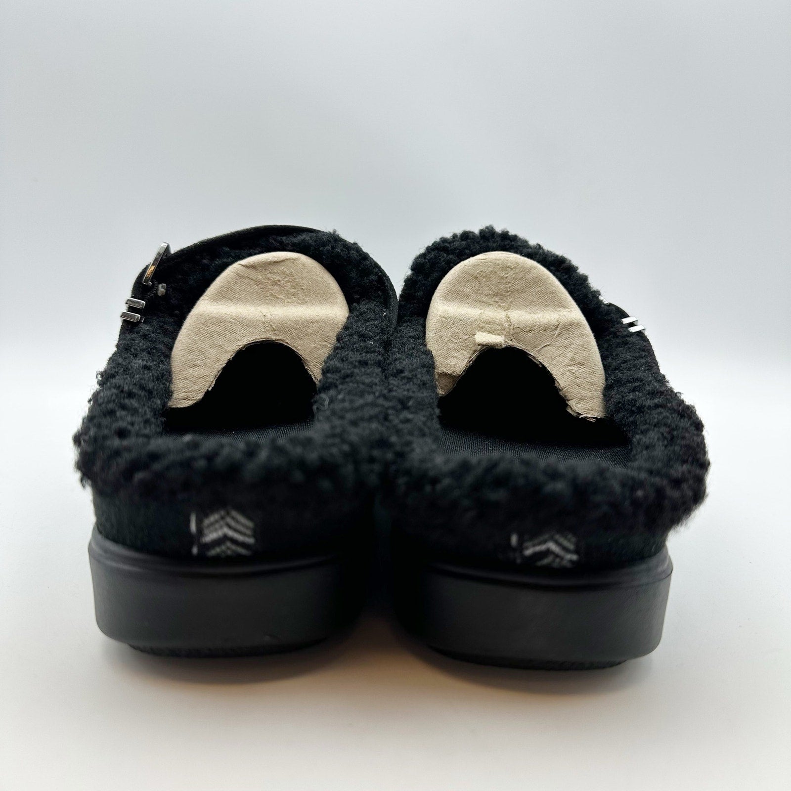 Bzees Womens Eternity Mules Size 10 M EU 41 Black Slip On Fleece Faux Fur NIB